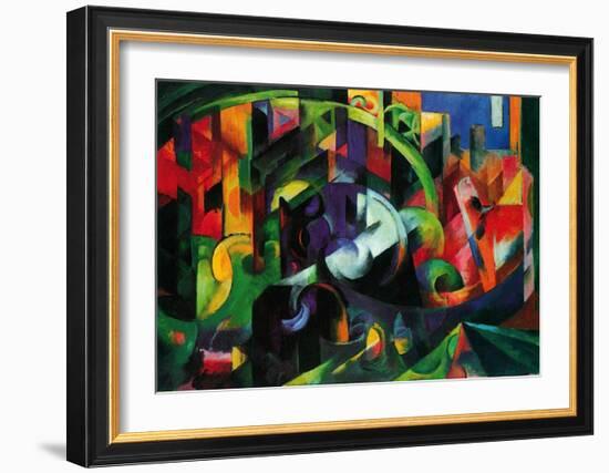 Abstract with Cattle-Franz Marc-Framed Art Print