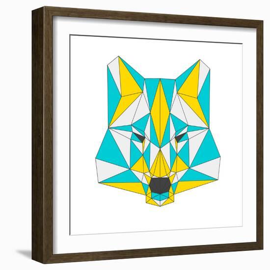 Abstract Wolf Isolated on White Background. Polygonal Triangle Geometric Illustration-vanillamilk-Framed Premium Giclee Print