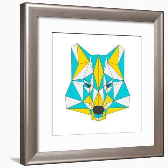 Abstract Wolf Isolated on White Background. Polygonal Triangle Geometric Illustration-vanillamilk-Framed Premium Giclee Print