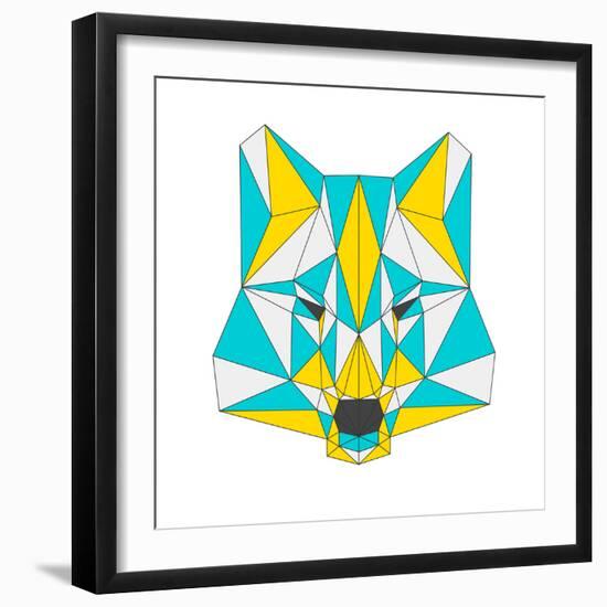 Abstract Wolf Isolated on White Background. Polygonal Triangle Geometric Illustration-vanillamilk-Framed Premium Giclee Print