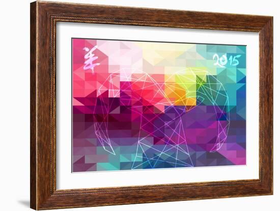 Abstract Year of the Goat Illustration - 2015-cienpies-Framed Art Print