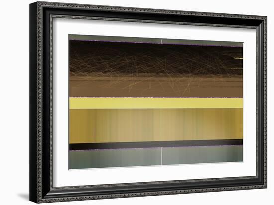 Abstract Yellow and Brown Parallels-NaxArt-Framed Art Print