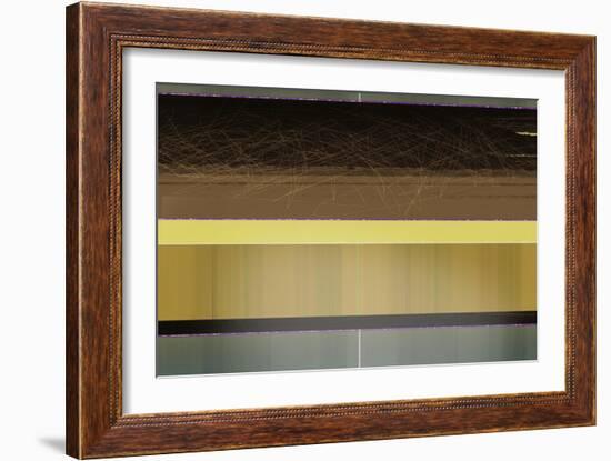 Abstract Yellow and Brown Parallels-NaxArt-Framed Art Print