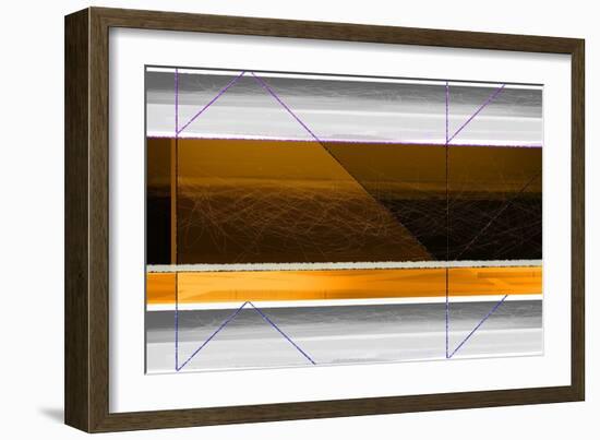 Abstract Yellow and White Lines-NaxArt-Framed Art Print