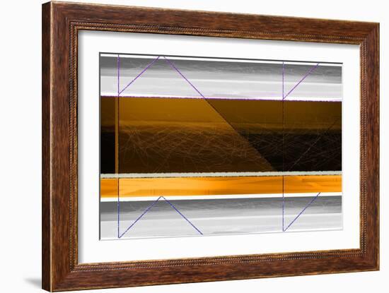 Abstract Yellow and White Lines-NaxArt-Framed Art Print