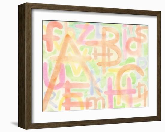 Abstract Yellow Watercolor Hand Painted Artistic Background With Letters. Made Myself-donatas1205-Framed Art Print