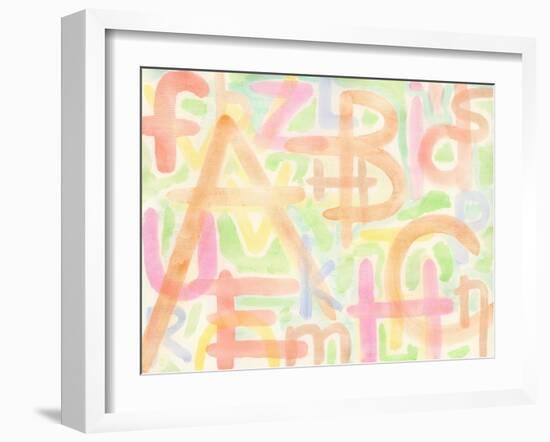 Abstract Yellow Watercolor Hand Painted Artistic Background With Letters. Made Myself-donatas1205-Framed Art Print