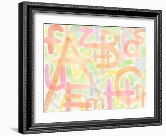 Abstract Yellow Watercolor Hand Painted Artistic Background With Letters. Made Myself-donatas1205-Framed Art Print