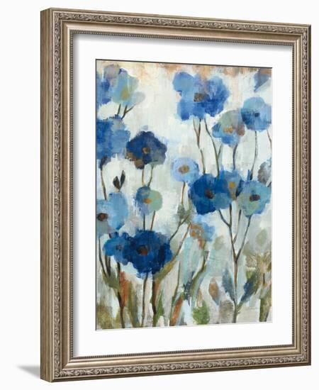 Abstracted Floral in Blue III-Silvia Vassileva-Framed Premium Giclee Print