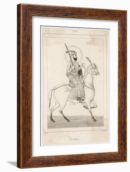 Abu-Al-Fath Jalal-Ud-Din Muhammad Akbar Mughal Emperor of India 1556-1605-Lemaitre-Framed Art Print