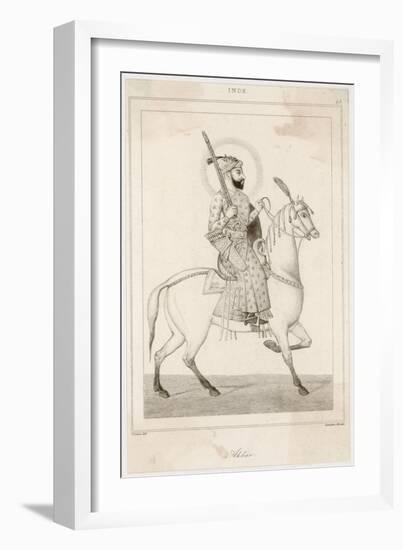 Abu-Al-Fath Jalal-Ud-Din Muhammad Akbar Mughal Emperor of India 1556-1605-Lemaitre-Framed Art Print