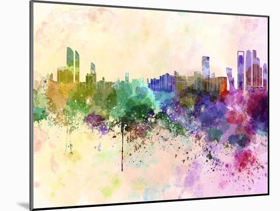 Abu Dhabi Skyline in Watercolor Background-paulrommer-Mounted Art Print