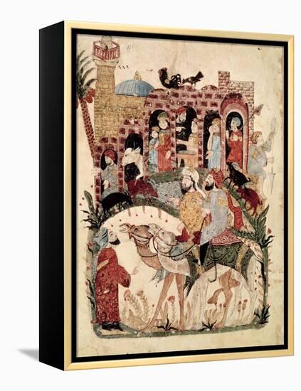 Abu Zayd and Al-Harith Questioning Villagers from "The Maqamat" by Al-Hariri-null-Framed Premier Image Canvas