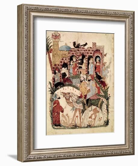 Abu Zayd and Al-Harith Questioning Villagers from "The Maqamat" by Al-Hariri-null-Framed Giclee Print