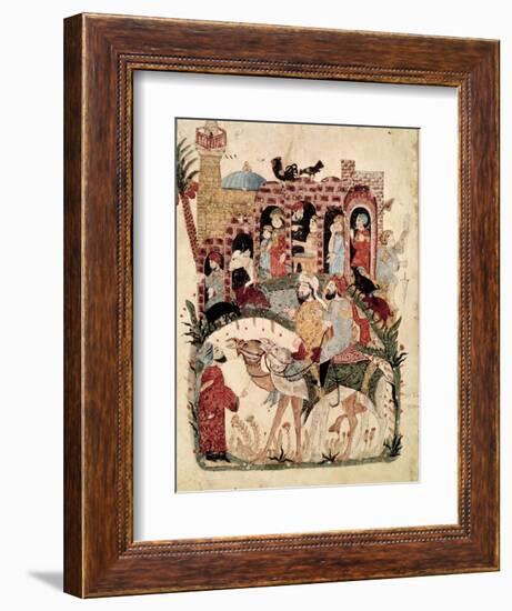 Abu Zayd and Al-Harith Questioning Villagers from "The Maqamat" by Al-Hariri-null-Framed Giclee Print