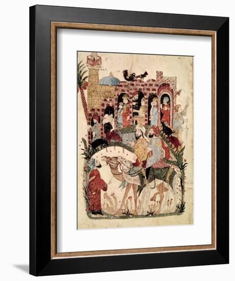 Abu Zayd and Al-Harith Questioning Villagers from "The Maqamat" by Al-Hariri-null-Framed Giclee Print