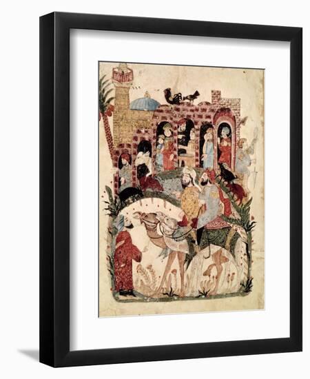 Abu Zayd and Al-Harith Questioning Villagers from "The Maqamat" by Al-Hariri-null-Framed Giclee Print