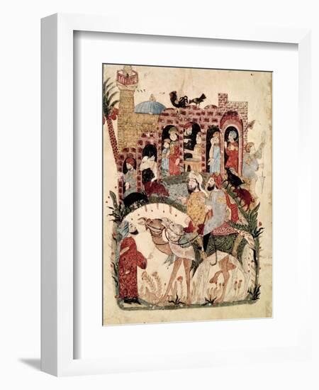 Abu Zayd and Al-Harith Questioning Villagers from "The Maqamat" by Al-Hariri-null-Framed Giclee Print