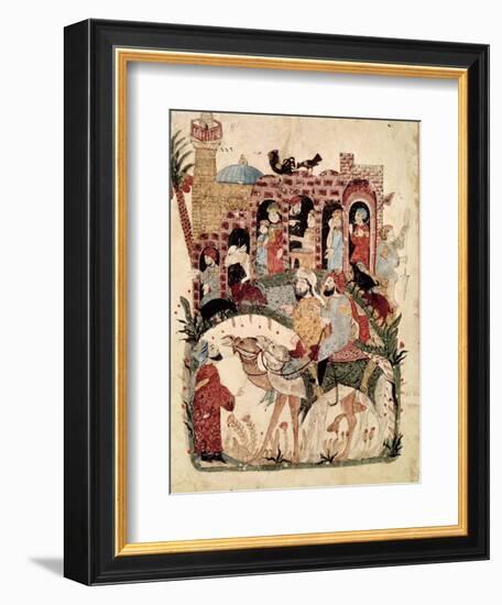 Abu Zayd and Al-Harith Questioning Villagers from "The Maqamat" by Al-Hariri-null-Framed Giclee Print