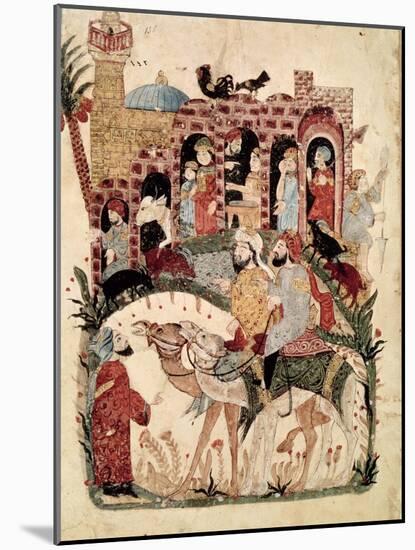 Abu Zayd and Al-Harith Questioning Villagers from "The Maqamat" by Al-Hariri-null-Mounted Giclee Print