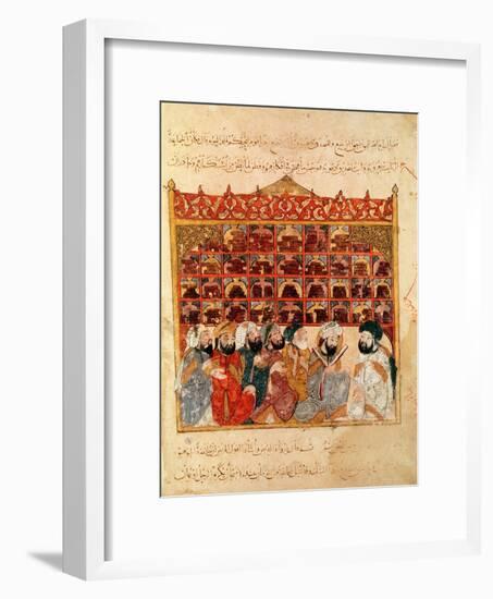 Abu Zayd in the Library at Basra, from "The Maqamat" by Al-Hariri-null-Framed Giclee Print