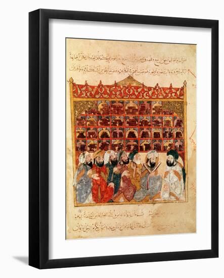 Abu Zayd in the Library at Basra, from "The Maqamat" by Al-Hariri-null-Framed Giclee Print