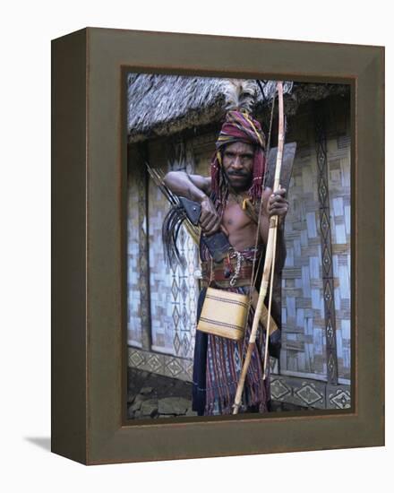 Abui Tribal Headhunter in Warrior Dress, Alor Island, Eastern Area, Indonesia, Southeast Asia-Alison Wright-Framed Premier Image Canvas