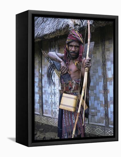 Abui Tribal Headhunter in Warrior Dress, Alor Island, Eastern Area, Indonesia, Southeast Asia-Alison Wright-Framed Premier Image Canvas