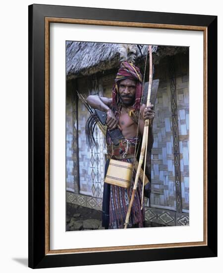 Abui Tribal Headhunter in Warrior Dress, Alor Island, Eastern Area, Indonesia, Southeast Asia-Alison Wright-Framed Photographic Print