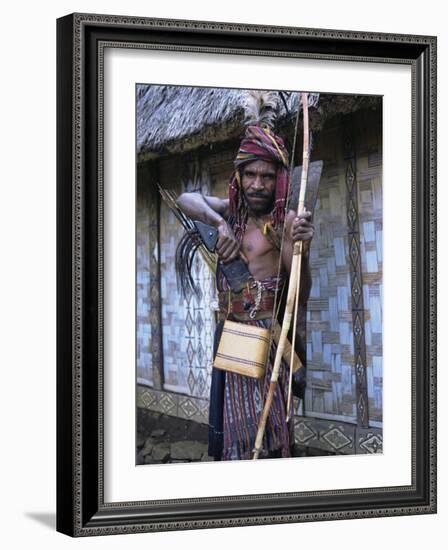 Abui Tribal Headhunter in Warrior Dress, Alor Island, Eastern Area, Indonesia, Southeast Asia-Alison Wright-Framed Photographic Print