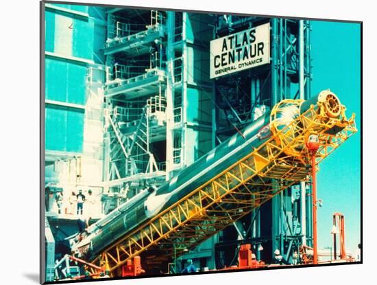 Ac-69 Atlas Centaur Rocket Being Raised into Pad before Being Launched to Release Crres into Orbit-null-Mounted Photographic Print