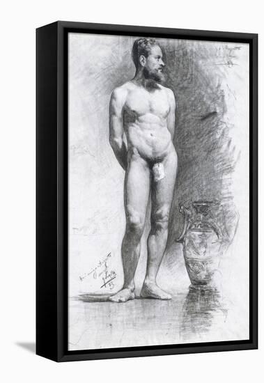 Academic Male Nude with a Grecian Urn, 1883-Joaquín Sorolla y Bastida-Framed Premier Image Canvas