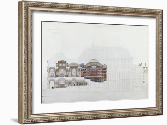 Académie impériale de musique, projet d'opéra, coupe longitudinale-Eugène Viollet-le-Duc-Framed Giclee Print