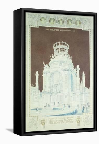 Academy of Fine Arts, Vienna, Design for the Hall of Honour (Coloured Pencil)-Otto Wagner-Framed Premier Image Canvas