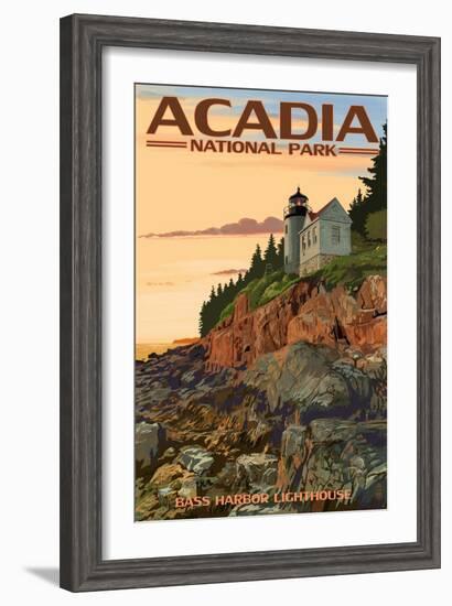 Acadia National Park, Maine - Bass Harbor Lighthouse-Lantern Press-Framed Art Print