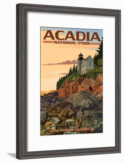 Acadia National Park, Maine - Bass Harbor Lighthouse-Lantern Press-Framed Art Print