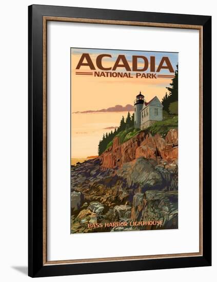 Acadia National Park, Maine - Bass Harbor Lighthouse-Lantern Press-Framed Art Print