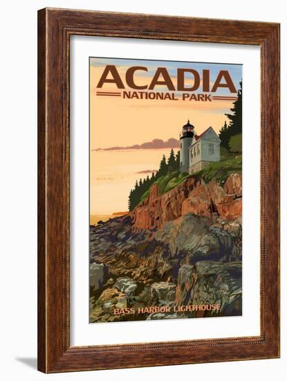 Acadia National Park, Maine - Bass Harbor Lighthouse-Lantern Press-Framed Art Print