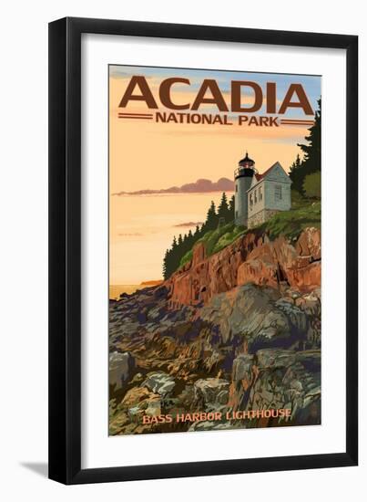 Acadia National Park, Maine - Bass Harbor Lighthouse-Lantern Press-Framed Art Print