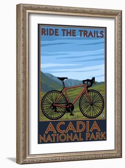 Acadia National Park, Maine - Bicycle Scene-Lantern Press-Framed Art Print