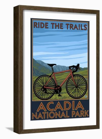 Acadia National Park, Maine - Bicycle Scene-Lantern Press-Framed Art Print