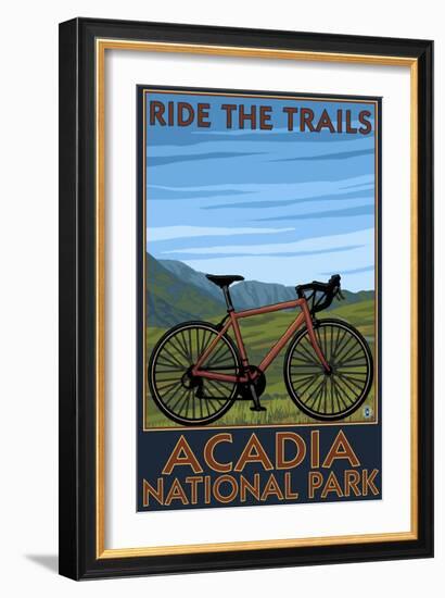 Acadia National Park, Maine - Bicycle Scene-Lantern Press-Framed Art Print