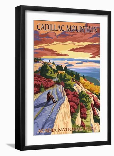 Acadia National Park, Maine - Cadillac Mountain-Lantern Press-Framed Premium Giclee Print