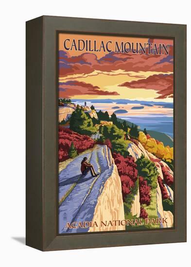 Acadia National Park, Maine - Cadillac Mountain-Lantern Press-Framed Stretched Canvas