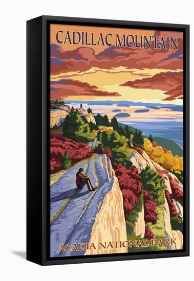 Acadia National Park, Maine - Cadillac Mountain-Lantern Press-Framed Stretched Canvas