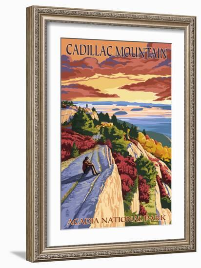 Acadia National Park, Maine - Cadillac Mountain-Lantern Press-Framed Art Print