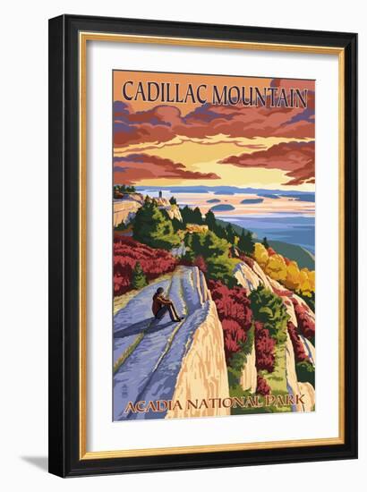 Acadia National Park, Maine - Cadillac Mountain-Lantern Press-Framed Art Print