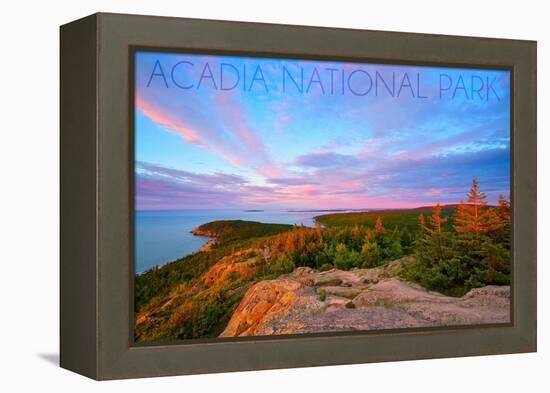 Acadia National Park, Maine - Cadillac Mountains-Lantern Press-Framed Stretched Canvas