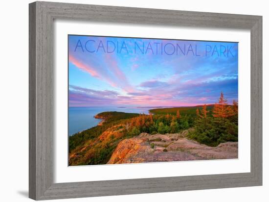 Acadia National Park, Maine - Cadillac Mountains-Lantern Press-Framed Art Print