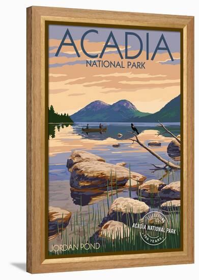 Acadia National Park, Maine - Celebrating 100 Years - Jordan Pond-Lantern Press-Framed Stretched Canvas